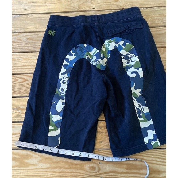 Evisu Graphic Sweat Shorts Size Small Men’s Black - Picture 11 of 12